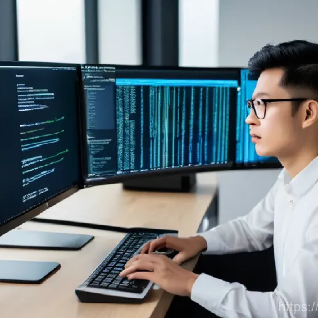 보안관제 전문가의 커리어 빌딩 전략 - "A focused and determined cybersecurity professional, in their late 20s, of East Asian descent, wear...