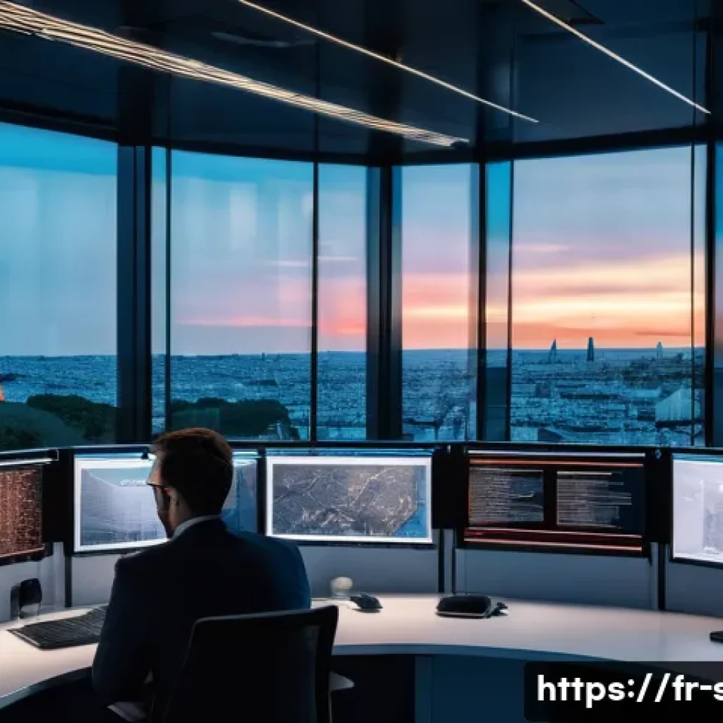 보안관제센터와 사이버 훈련 프로그램 - A high-tech cybersecurity operations center in Paris, featuring diverse French security analysts mon...