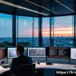 보안관제센터와 사이버 훈련 프로그램 - A high-tech cybersecurity operations center in Paris, featuring diverse French security analysts mon...
